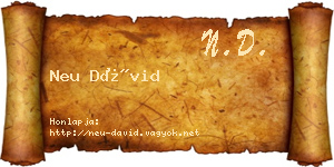 Neu Dávid névjegykártya